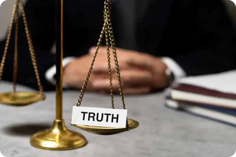 Legal Justice scale with :Truth" on it